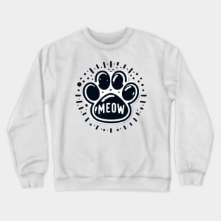 Cat Paw With Meow Text Crewneck Sweatshirt